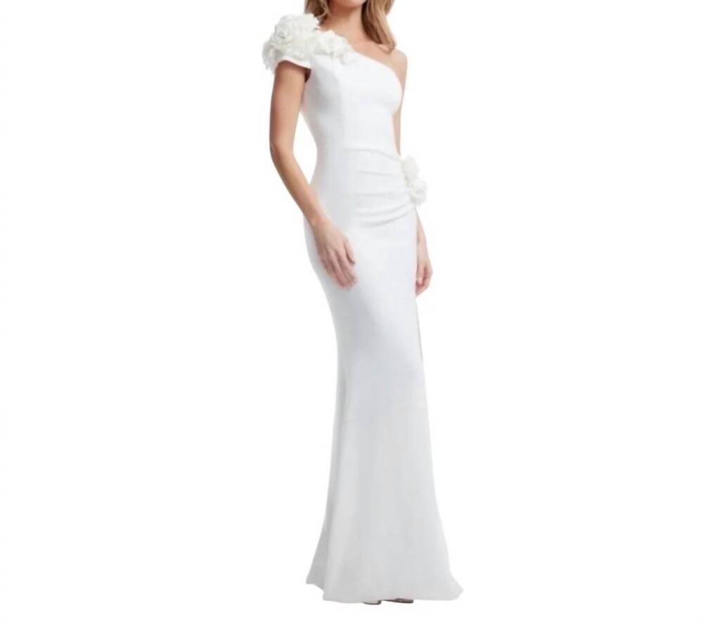 NEW DRESS THE POPULATION women's aubrielle mermaid gown in off white